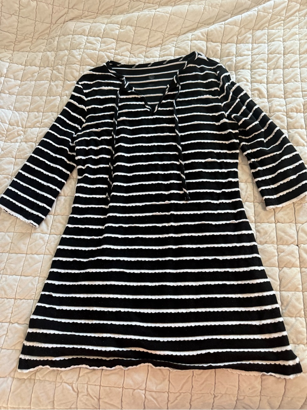 Black & White Striped Knit Swim Coverup